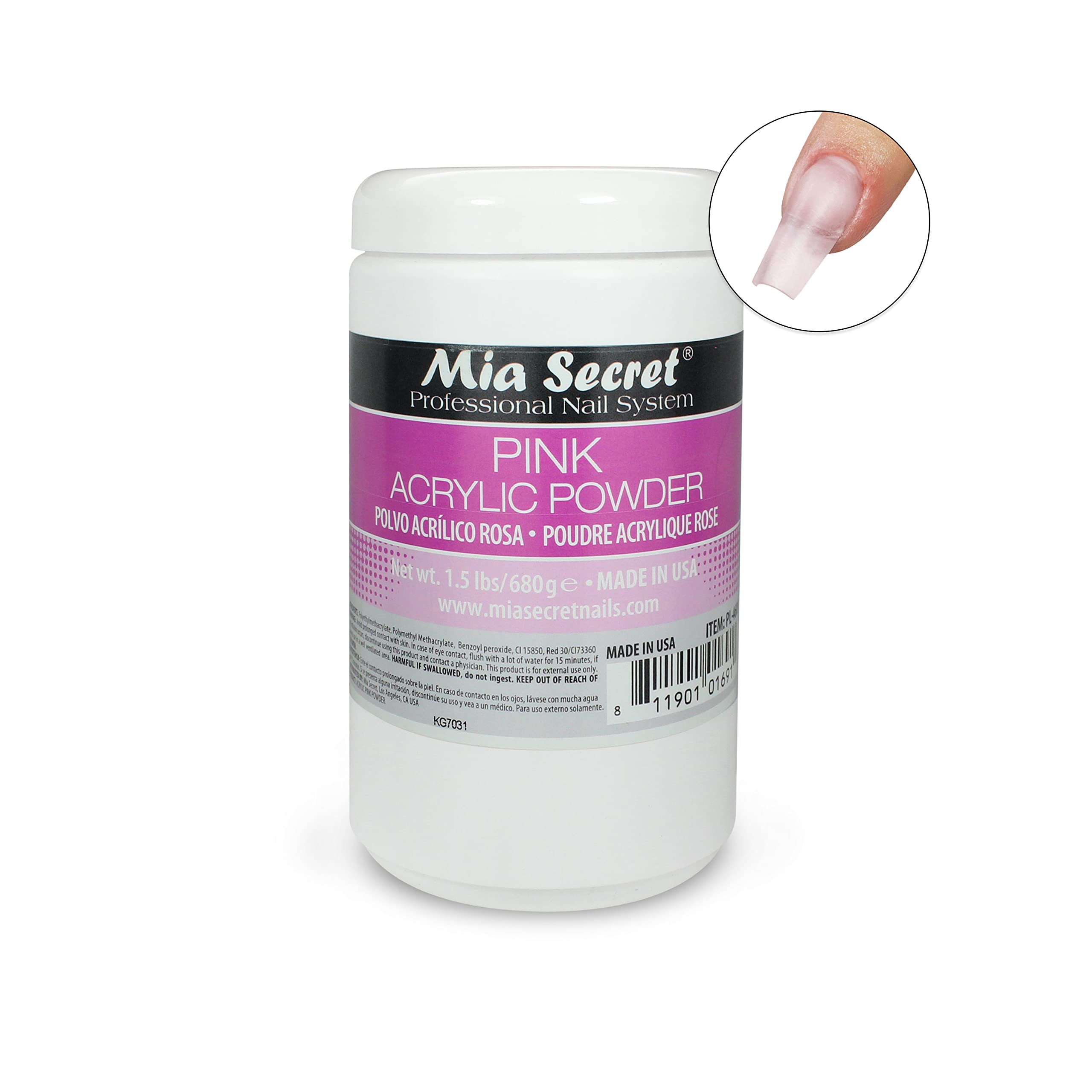 Mia Secret Pink Acrylic Powder 1.5 lbs – Self-Leveling, Long-Lasting, Made in USA