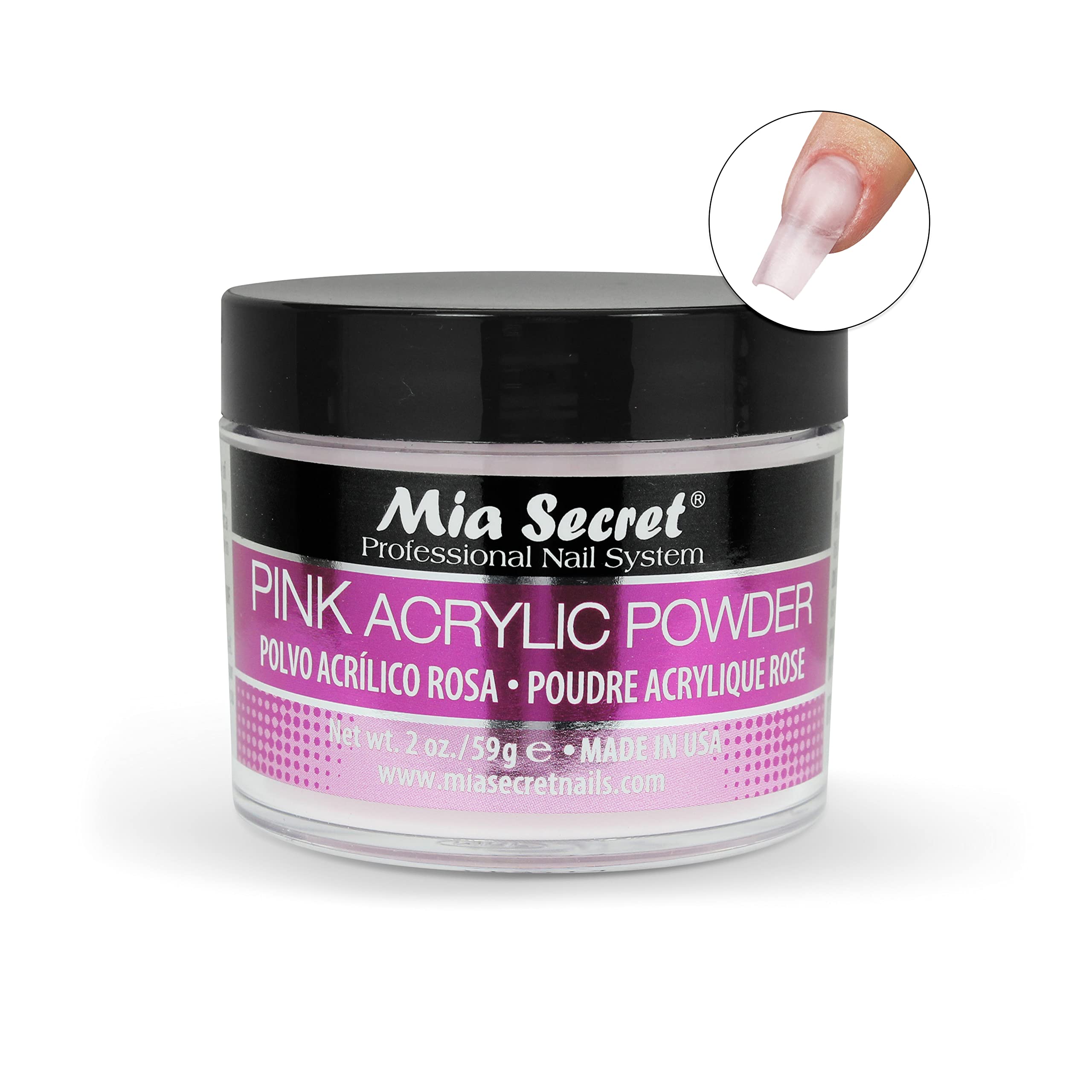 Mia Secret Pink Acrylic Powder 2 OZ – Professional Nail System | Self-Leveling, Non-Yellowing