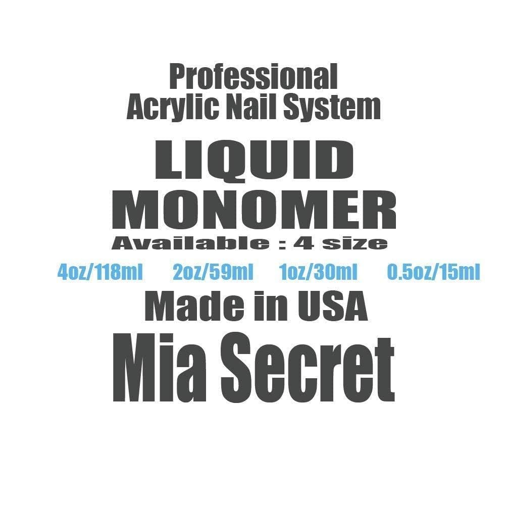 MIA SECRET 4oz Liquid Monomer + 4oz Clear Acrylic Powder Nail Art System | Premium USA-Made Kit