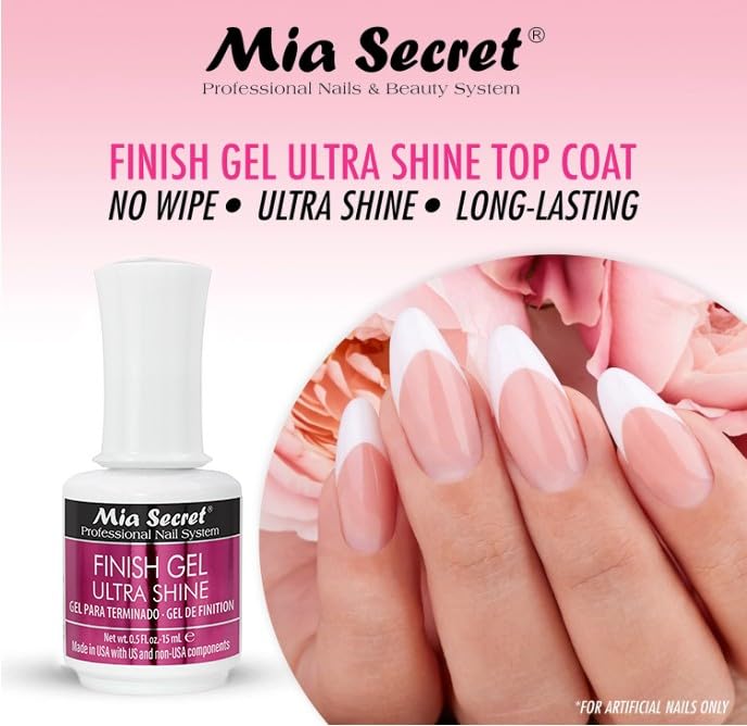 Mia Secret UV Finish Gel Top Coat - No Wipe, High Gloss (15 ml) for Gel & Acrylic