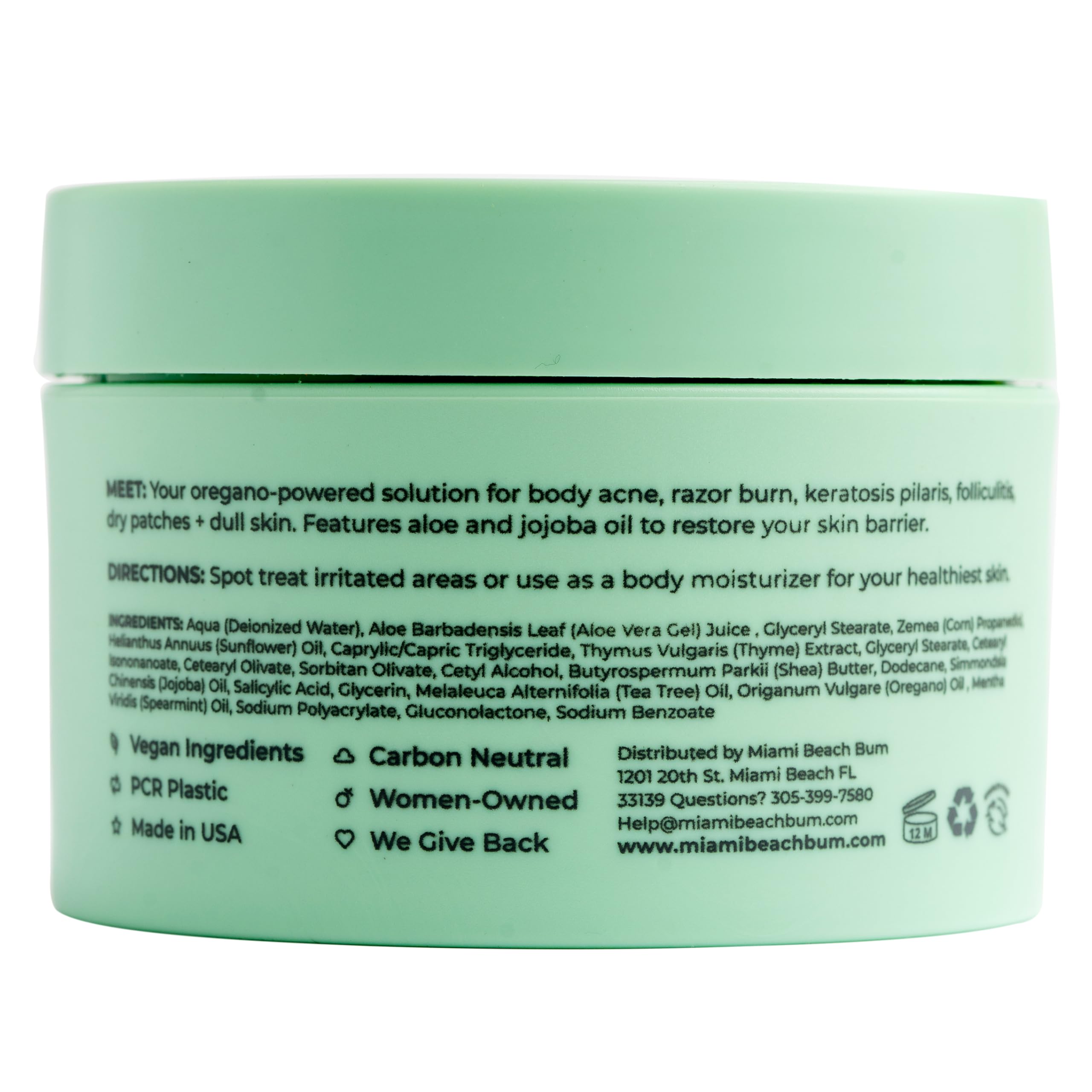 Miami Beach Bum Mint Cream 6.7oz – Daily Body Moisturizer for Skin Health, Razor Bumps & More