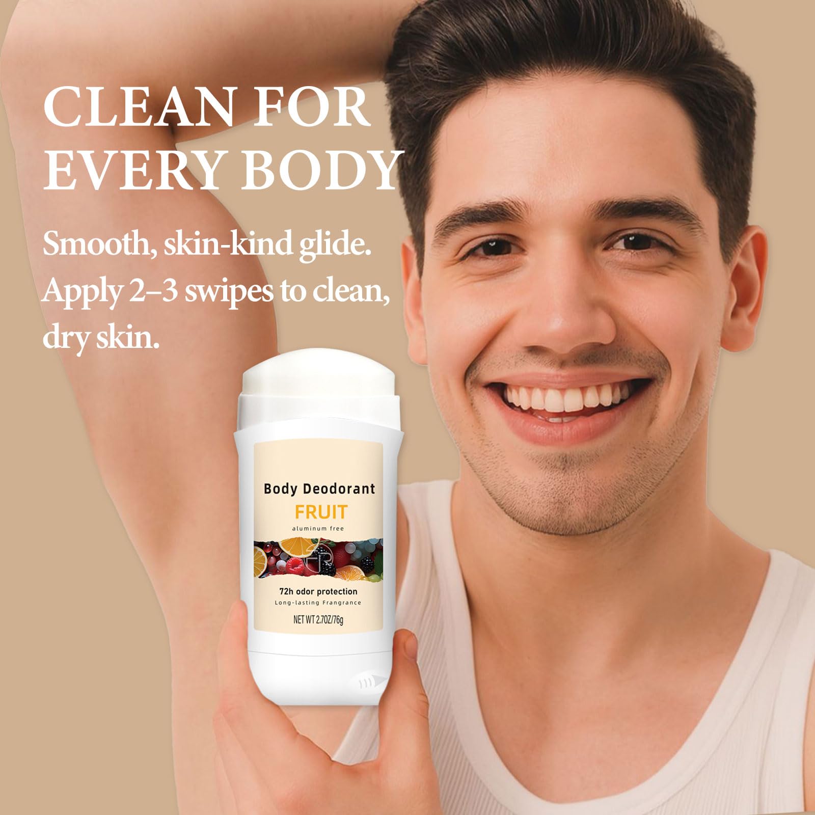 MIANID Aluminum Free Deodorant – 72h Odor Protection, Fruit Scent, 2.7oz for Women & Men