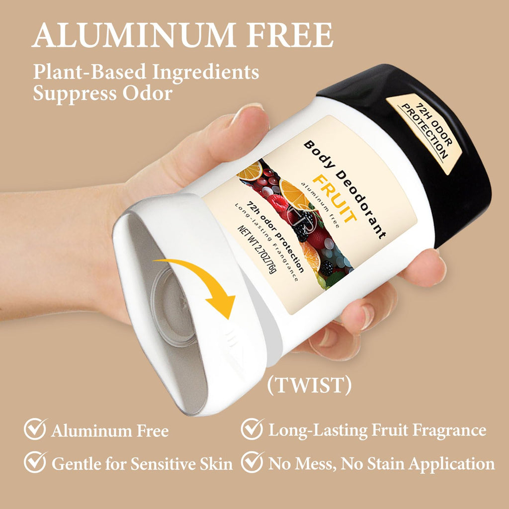 MIANID Aluminum Free Deodorant – 72h Odor Protection, Fruit Scent, 2.7oz for Women & Men