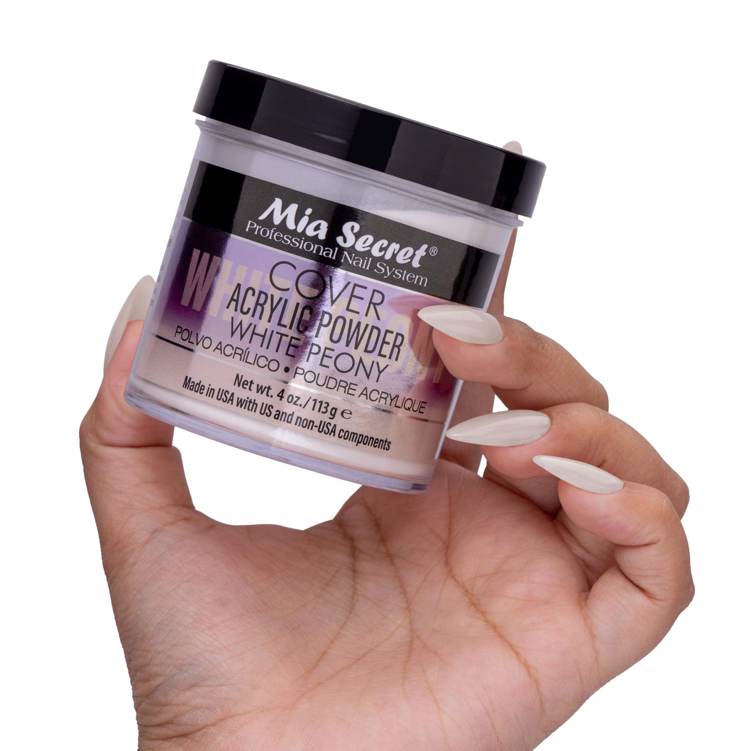 Mia Secret Cover White Peony Acrylic Powder – 4 oz | Self-Leveling, High-Adhesion for Nail Extensions