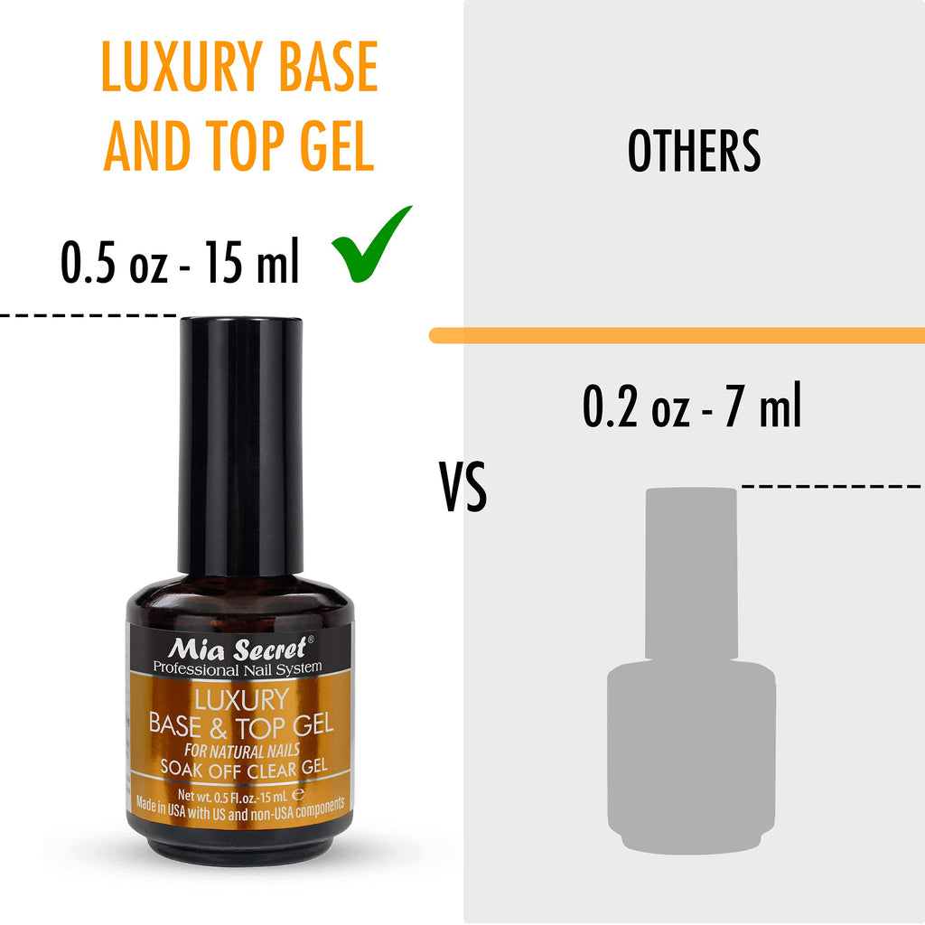 Mia Secret Luxury Base & Top Coat - Clear Gel Polish 15ml | High Gloss, Gelux Compatible