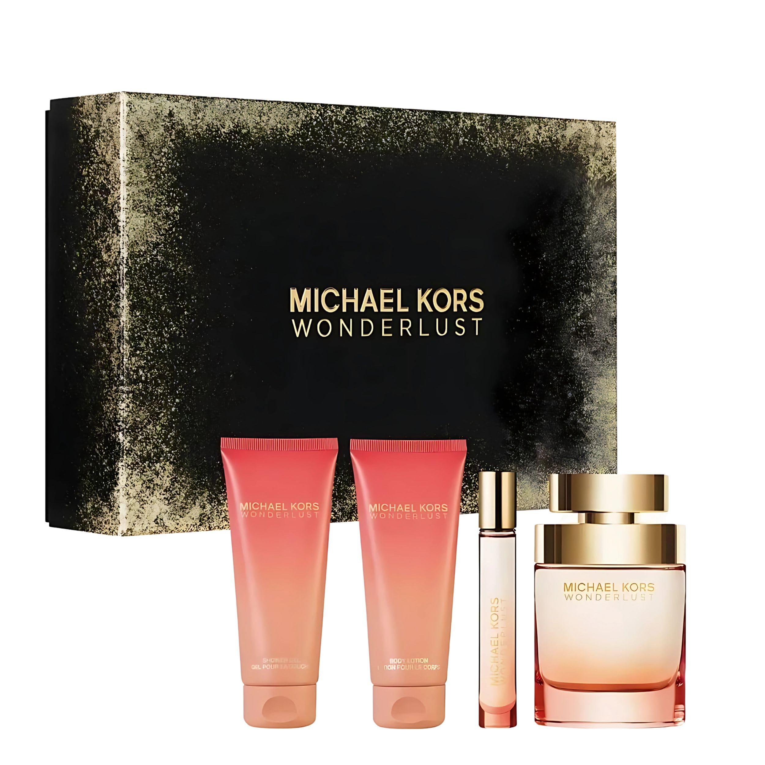 Michael Kors Wonderlust 4-Piece Gift Set for Women – 3.4 oz EDP, Body Lotion, Shower Gel, Mini EDP