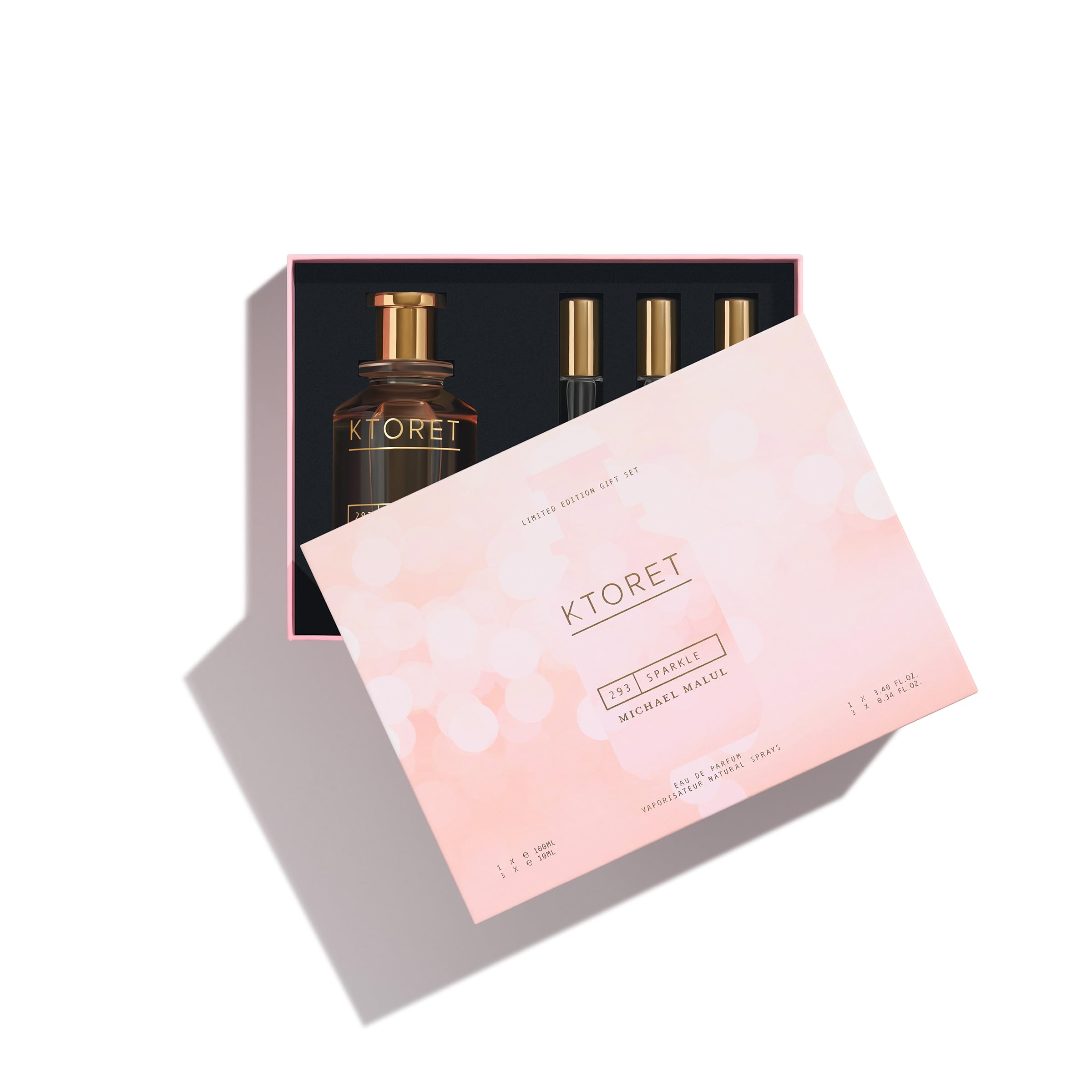 Michael Malul 293 Sparkle Eau de Parfum Gift Set – 100ml Bottle + 3 Travel Sprays