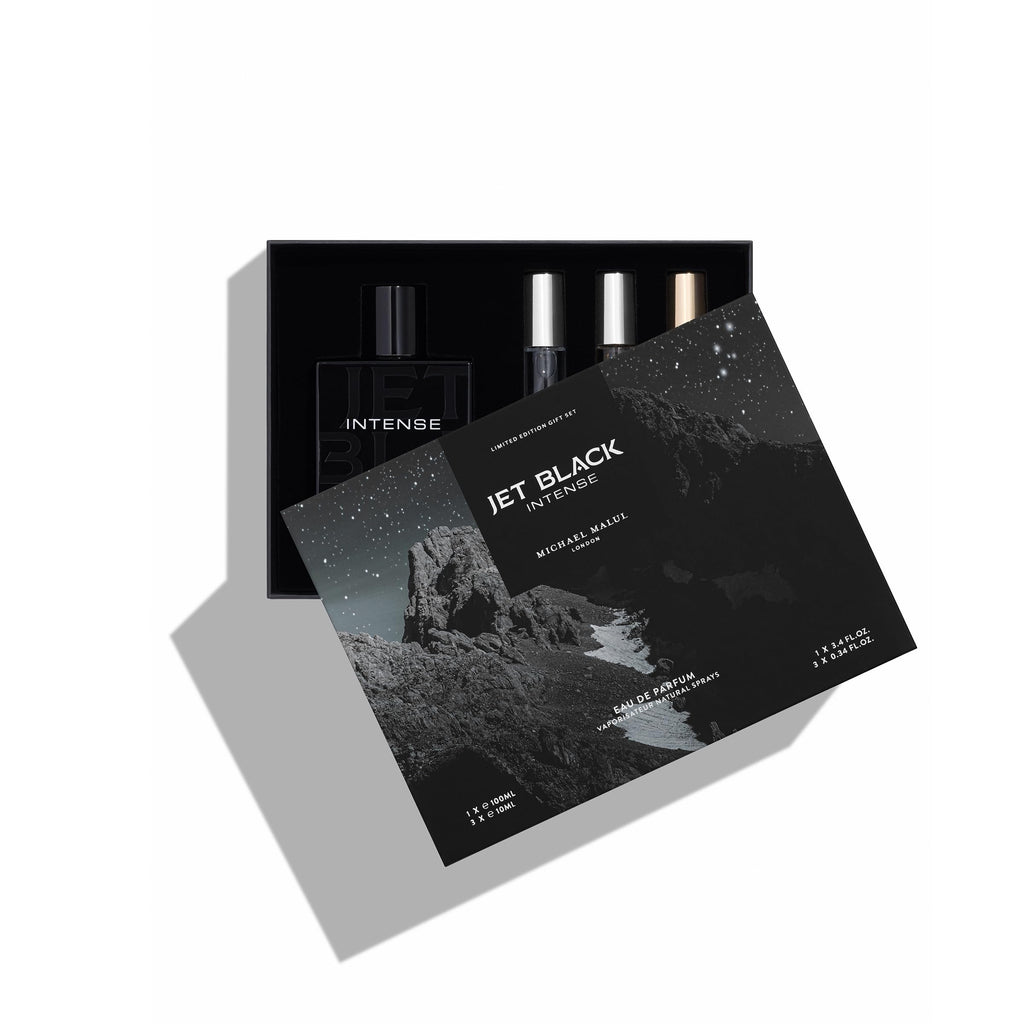 Michael Malul Jet Black Intense Gift Set – 100ml + 3 Travel-Sized Bottles
