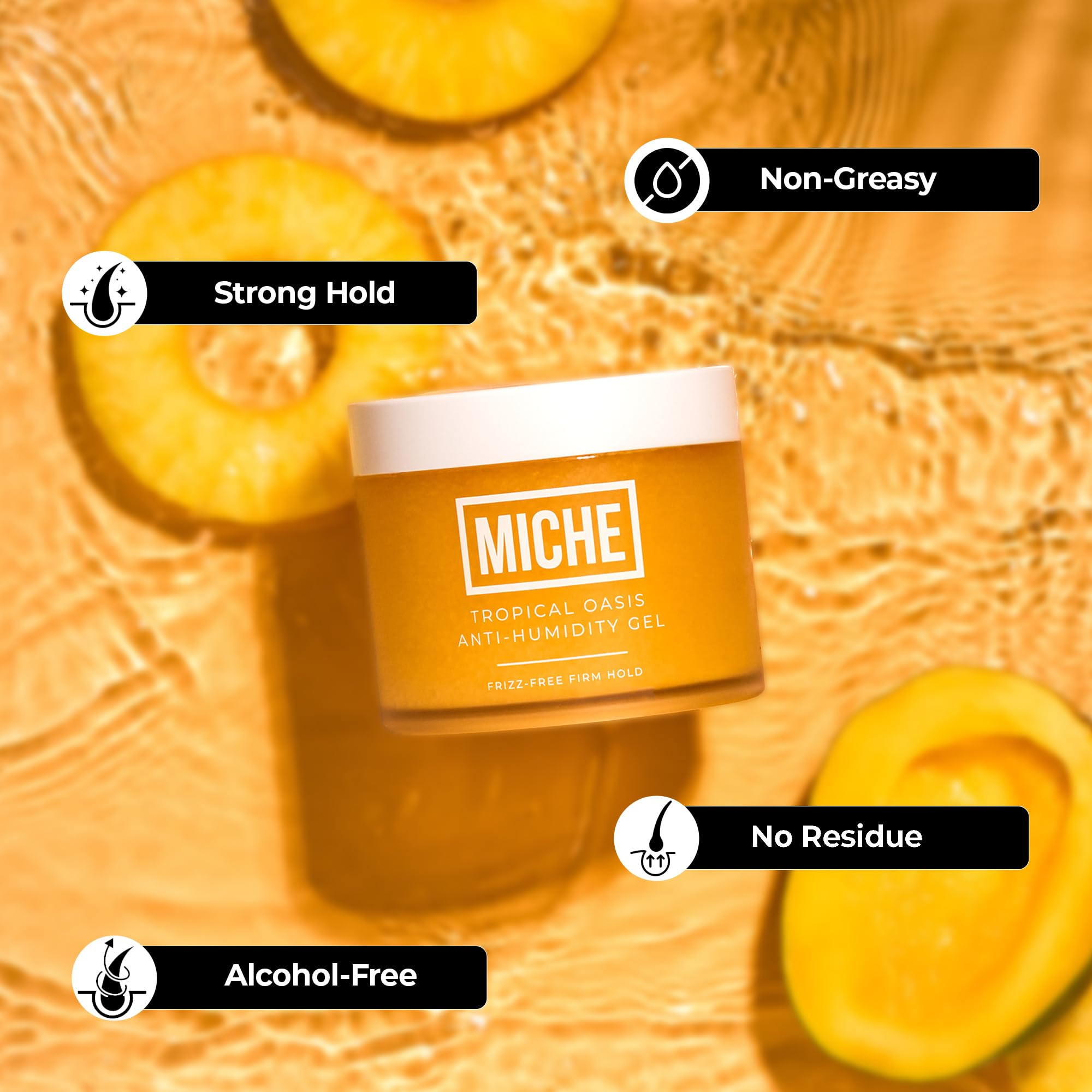 MICHE Anti-Humidity Frizz-Free Strong Hold Hair Gel 8.8 oz | For All Curl Types - Curly and Coily | Miche Beauty