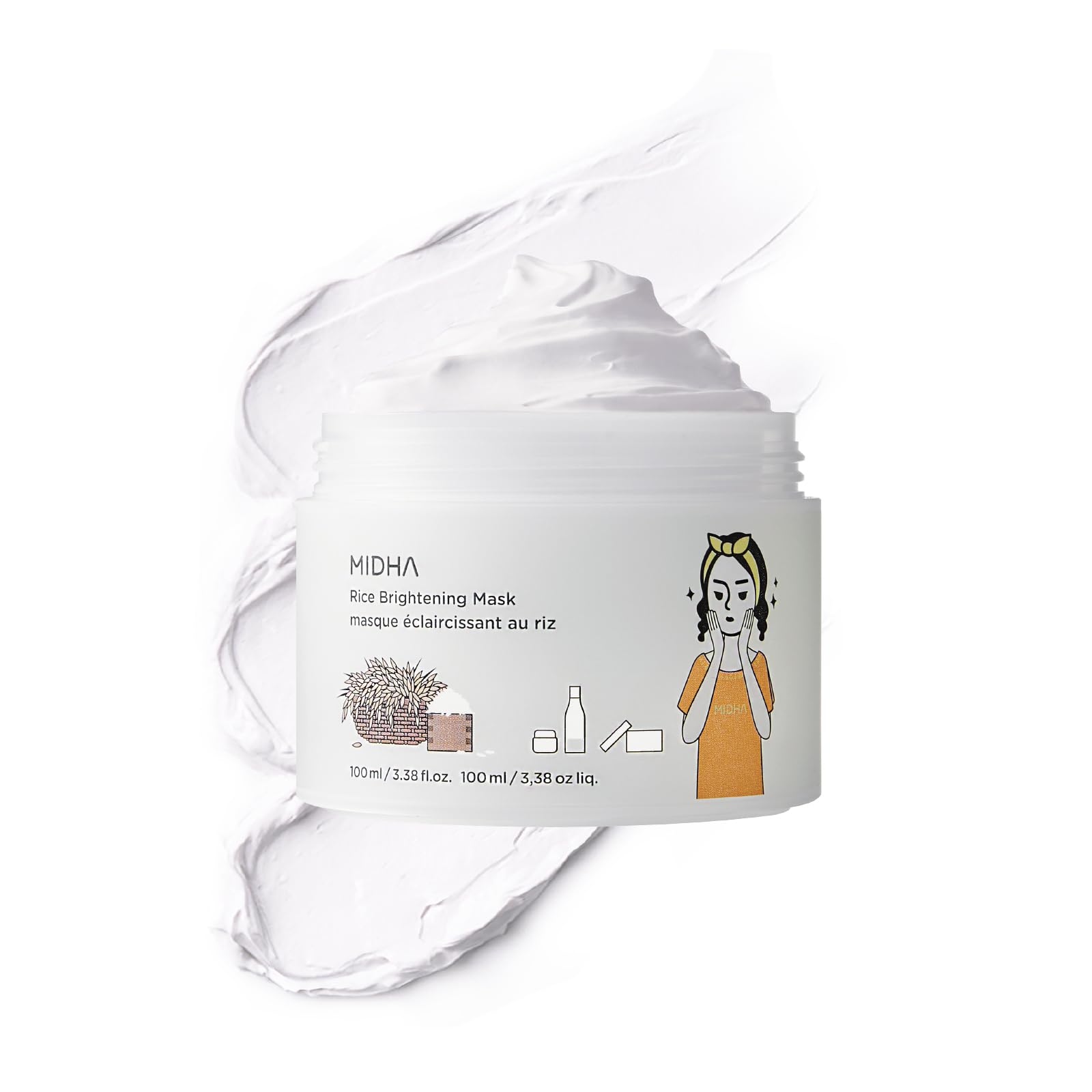 MIDHA Rice Mask – Hydrating, Smoothing Wash-off Facial Mask with 64% Rice Bran Water