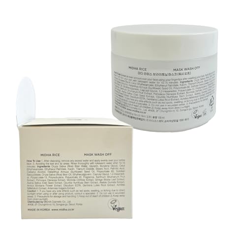 MIDHA Rice Mask – Hydrating, Smoothing Wash-off Facial Mask with 64% Rice Bran Water