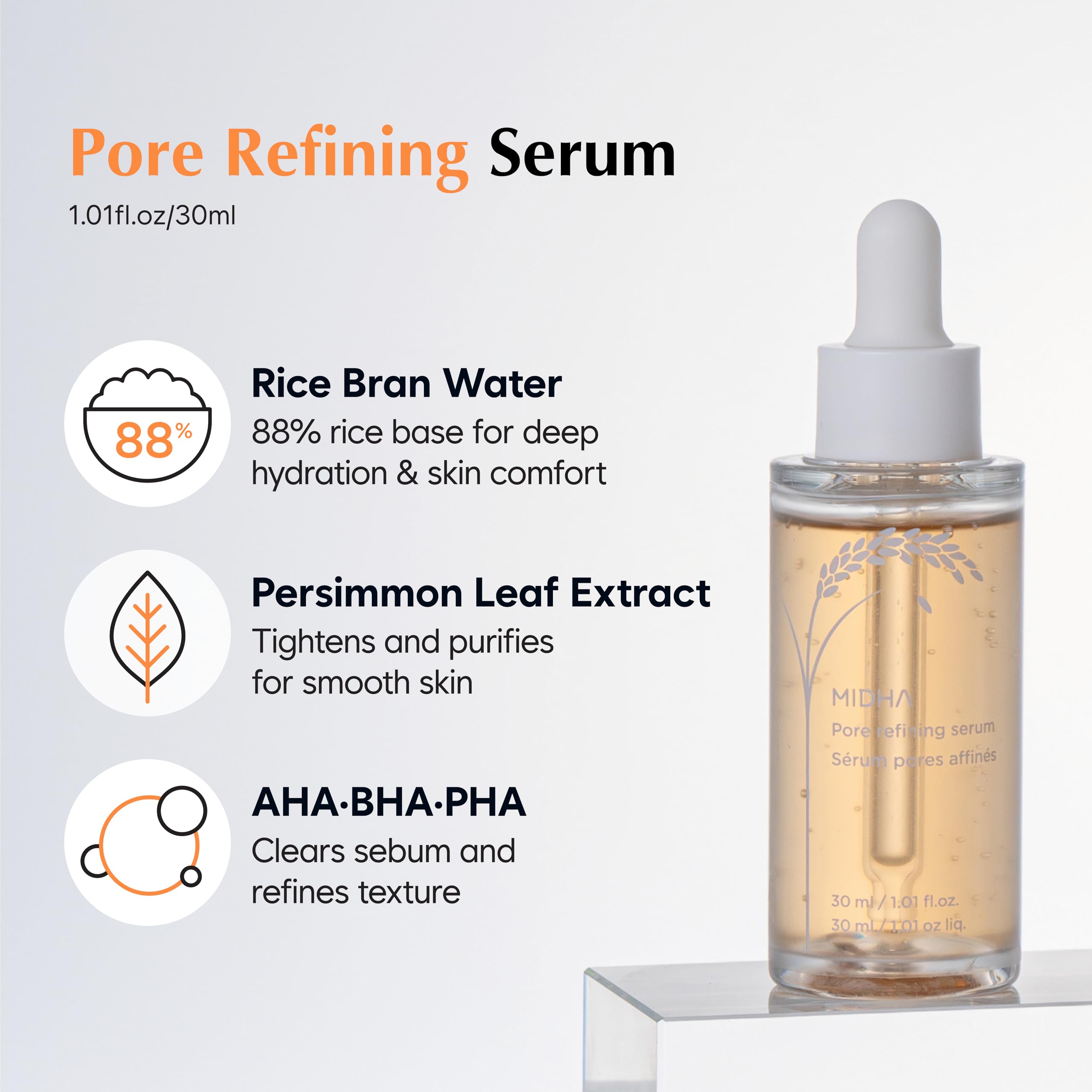 MIDHA Rice Pore Refining Serum – Lightweight Pore Care 30ml