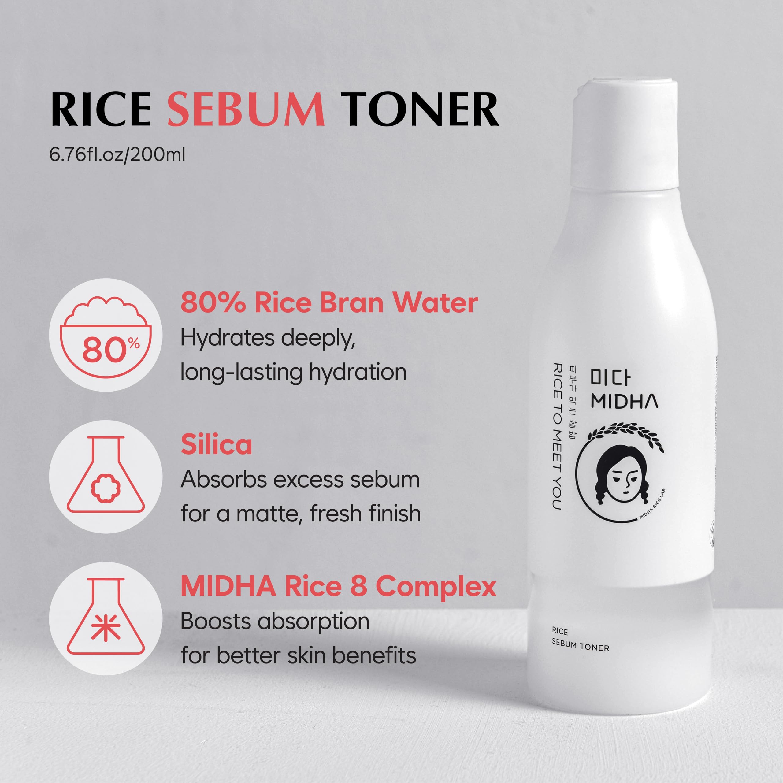MIDHA Rice SEBUM Toner – Hydrating, Pore Refining, Oil Control for Oily & Sensitive Skin | 200ml