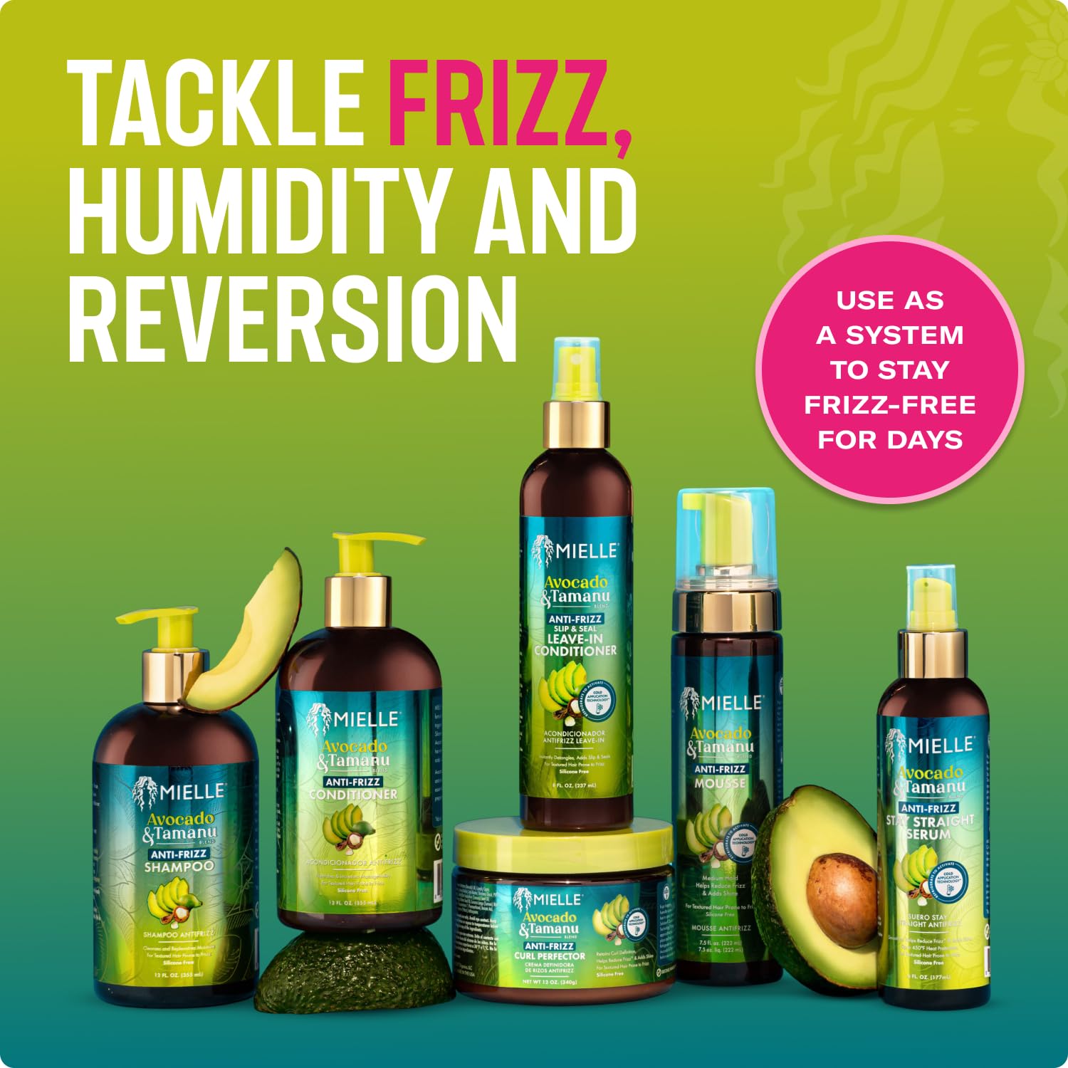 Mielle Organics Avocado & Tamanu Curly Mousse – Medium Hold & Frizz Control