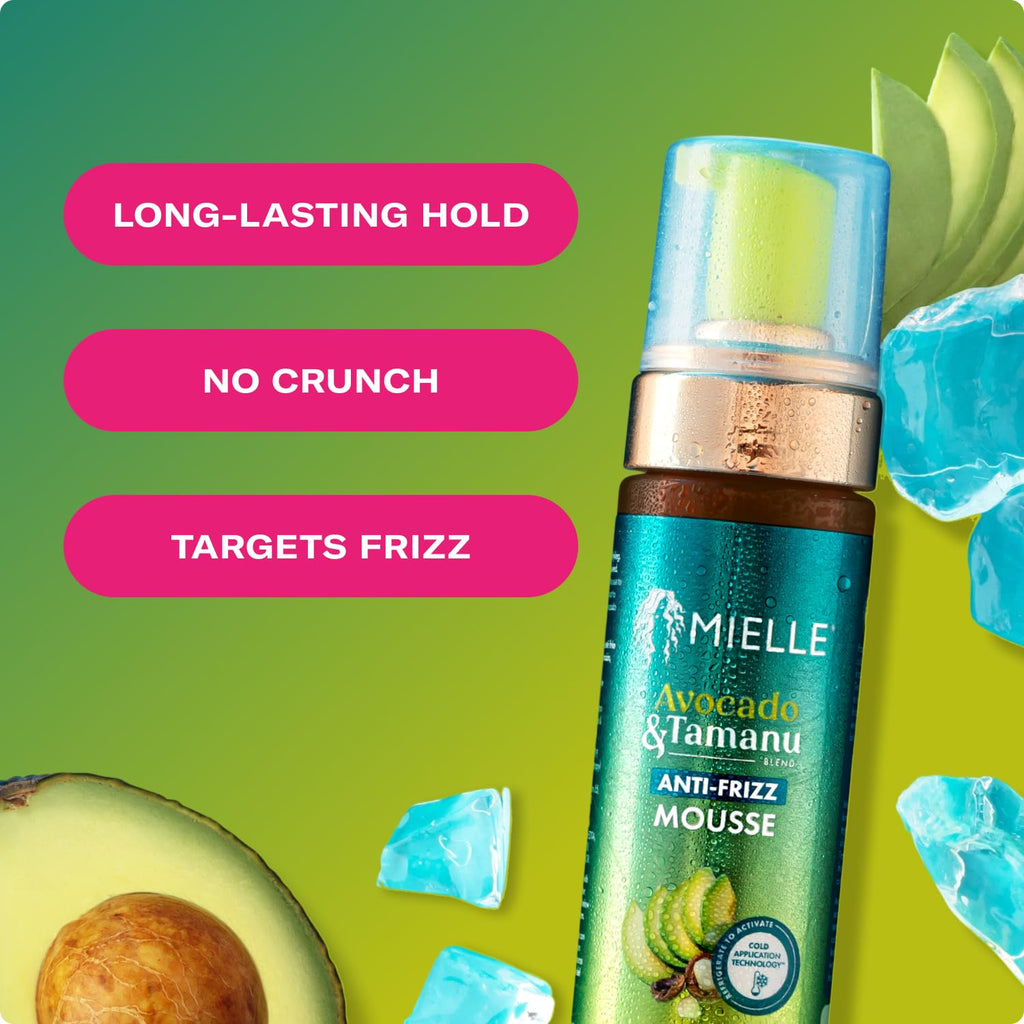 Mielle Organics Avocado & Tamanu Curly Mousse – Medium Hold & Frizz Control