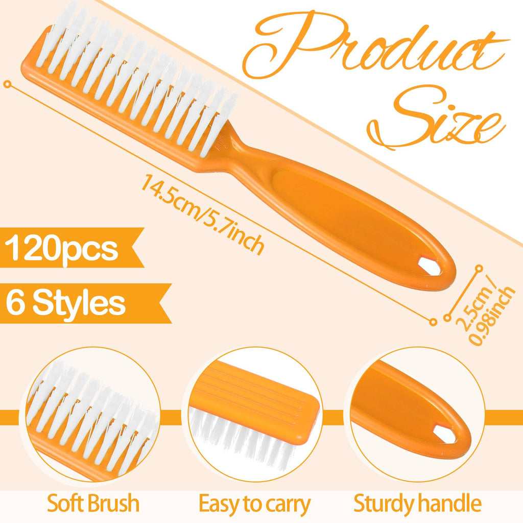 Mifoci 120 Pcs Handle Grip Nail Brush Set Neon Color – Bulk Fingernail Scrub Brushes for Manicure & Pedicure