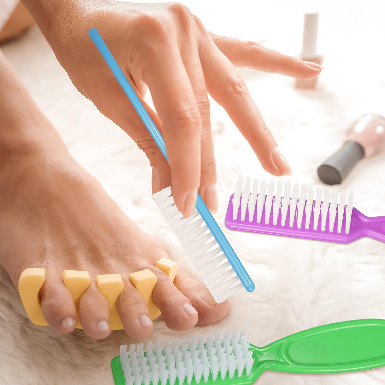 Mifoci 120 Pcs Handle Grip Nail Brush Set Neon Color – Bulk Fingernail Scrub Brushes for Manicure & Pedicure
