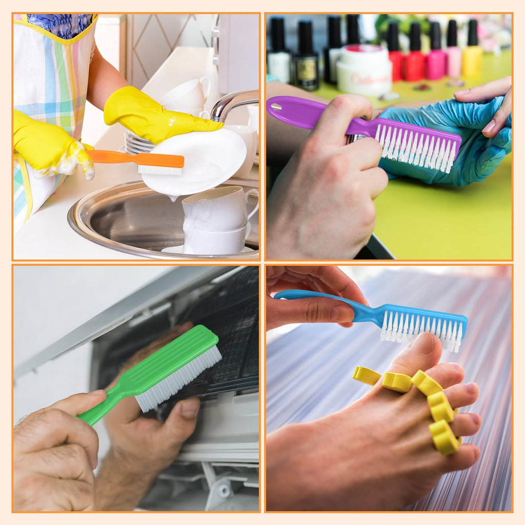 Mifoci 120 Pcs Handle Grip Nail Brush Set Neon Color – Bulk Fingernail Scrub Brushes for Manicure & Pedicure