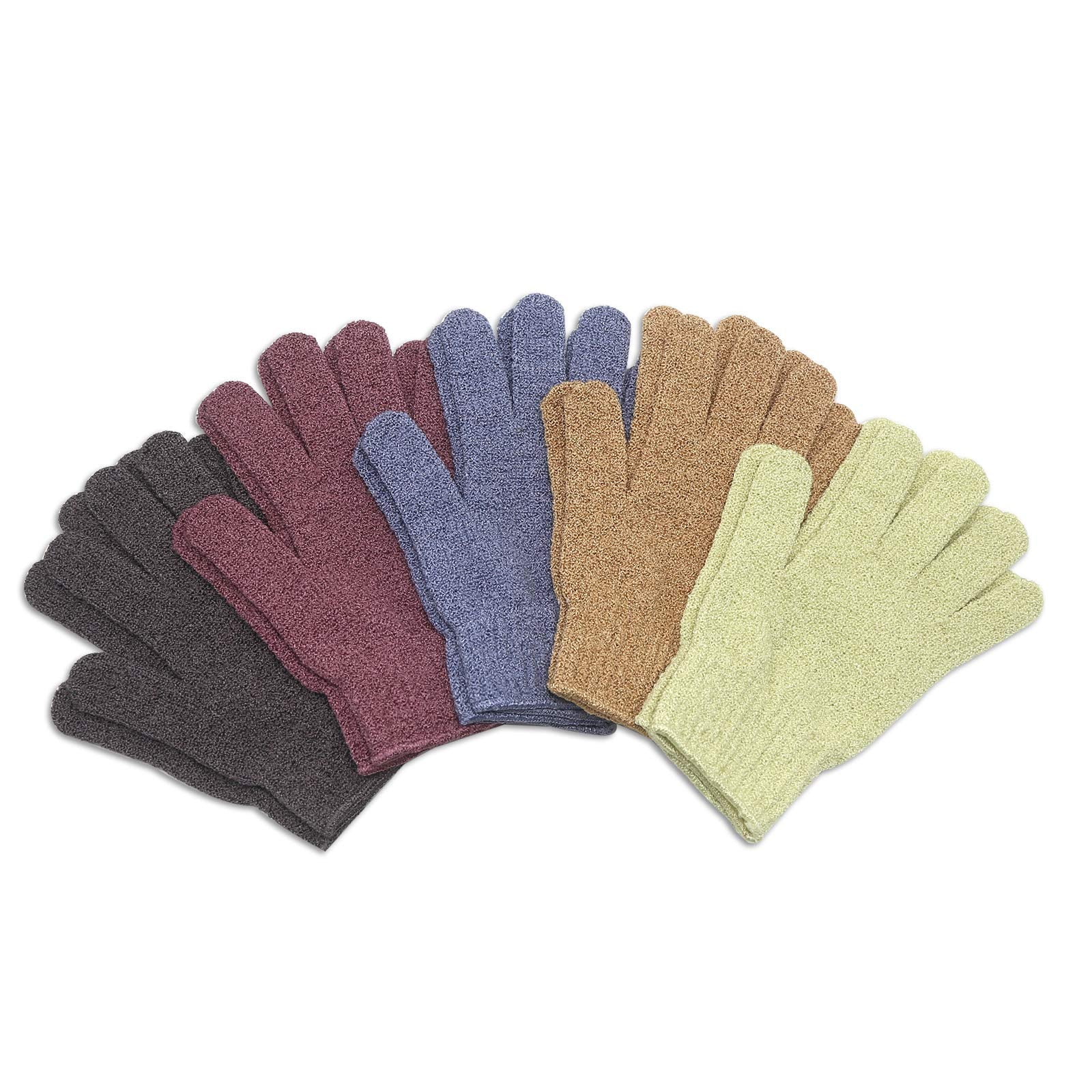 MIG4U Shower Exfoliating Scrub Gloves – 5 Color Pack for Deep Cleansing & Skin Refresh