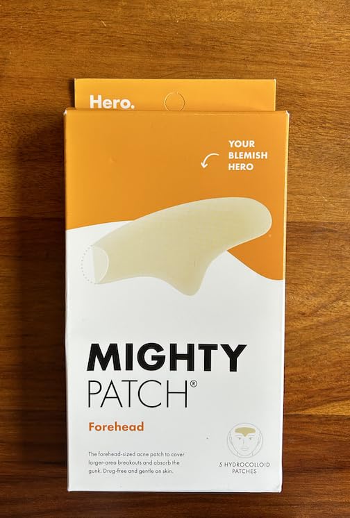 Mighty Patch Hero Forehead Patch XL – Contoured Hydrocolloid Patch (5 Count per Pack, Pack of 2) | Drug-Free & Skin-Safe