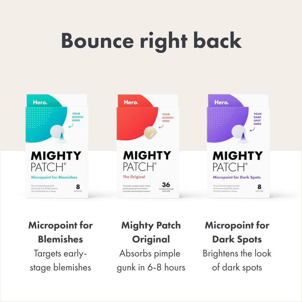 Mighty Patch Hero Cosmetics Micropoint for Dark Spots – Post-Blemish Patch with 395 Micropoints (Pack of 2)