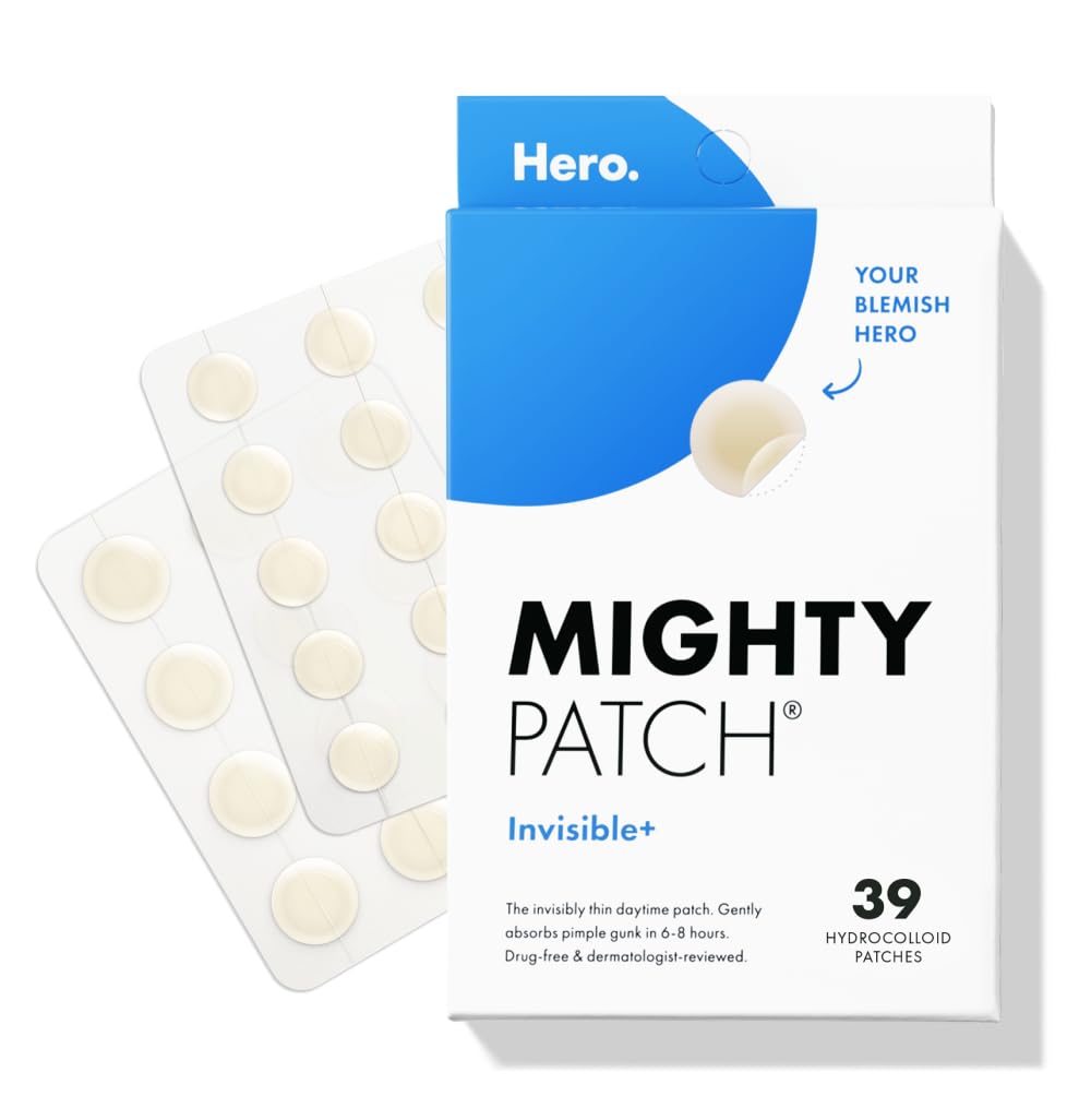 Mighty Patch Invisible+ Daytime Patches | Ultra-Thin Zit Covers, 24 Medium + 15 Small