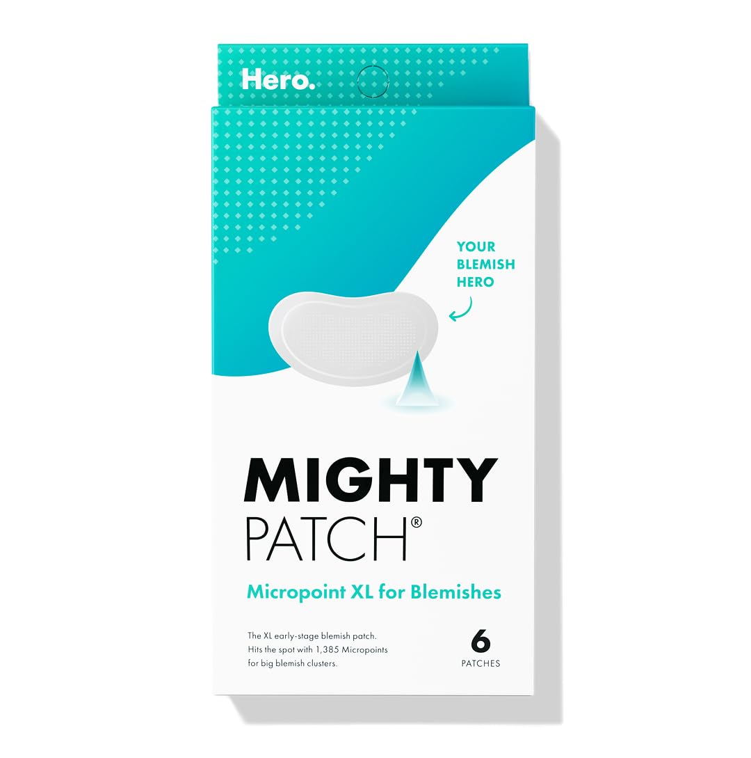 Mighty Patch Micropoint Large Hydrocolloid Pimple Patches for Early-Stage Zits | 1,385 Micropoints (6 XL Patches)
