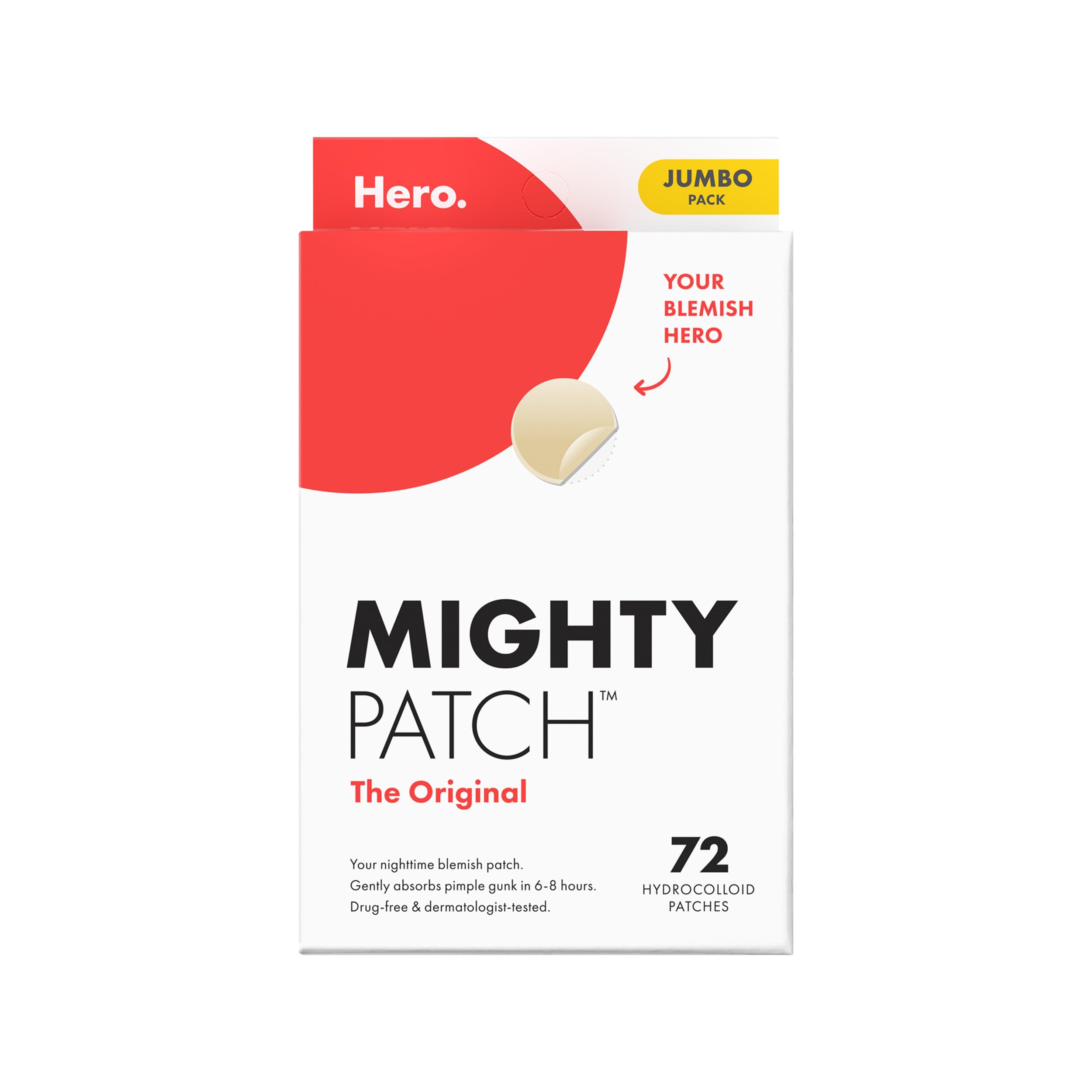 Mighty Patch Original – Hydrocolloid Acne Patch by Hero Cosmetics, 72 Count