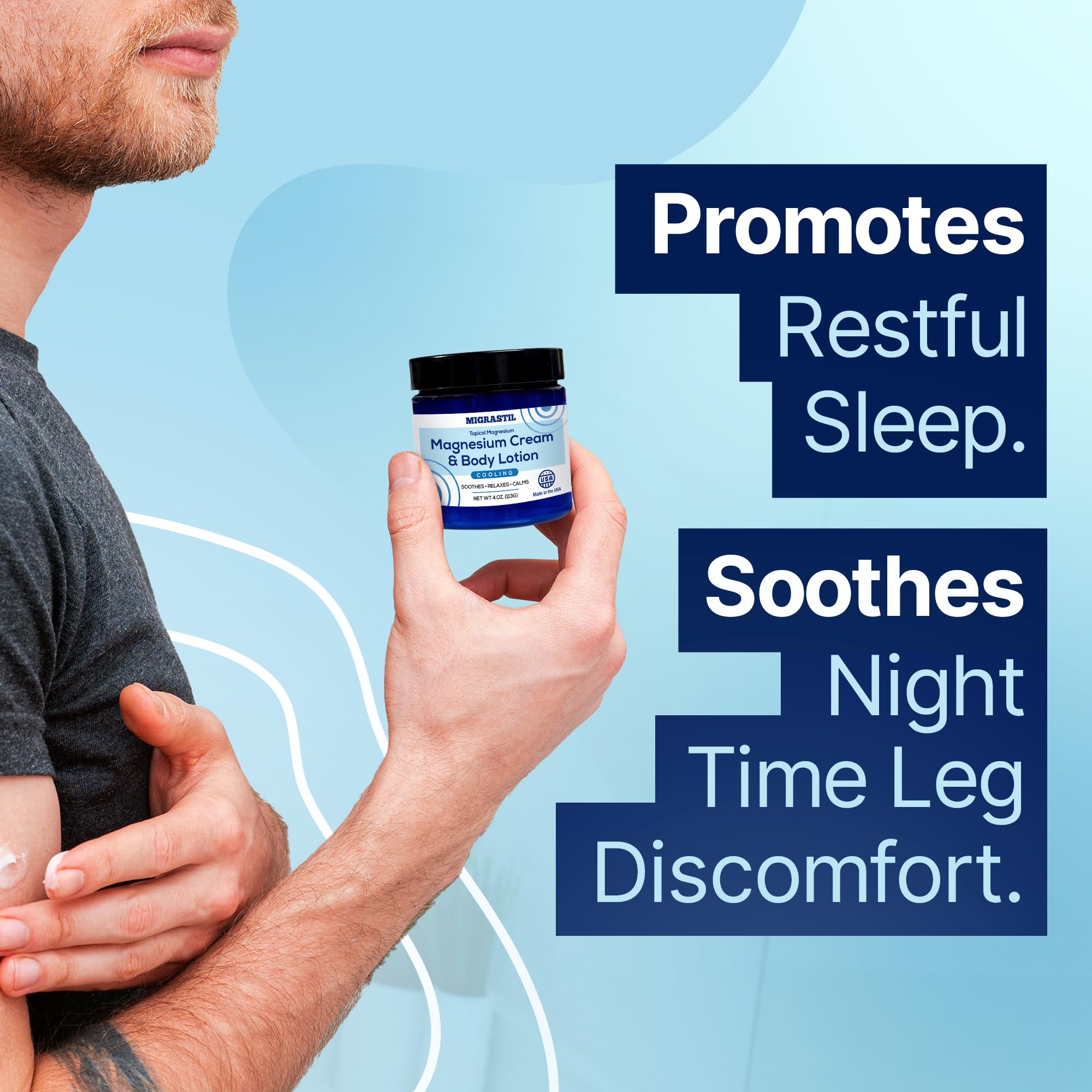 MIGRASTIL Cooling Magnesium Cream & Body Lotion – Sleep Support & Soothing Relief