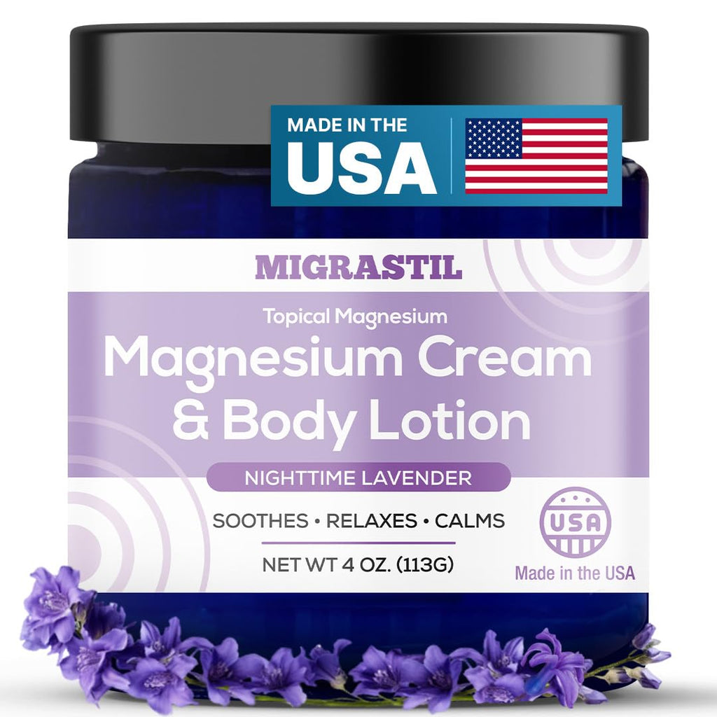 MIGRASTIL Nighttime Lavender Magnesium Cream – 250mg Magnesium for Sleep & Relaxation