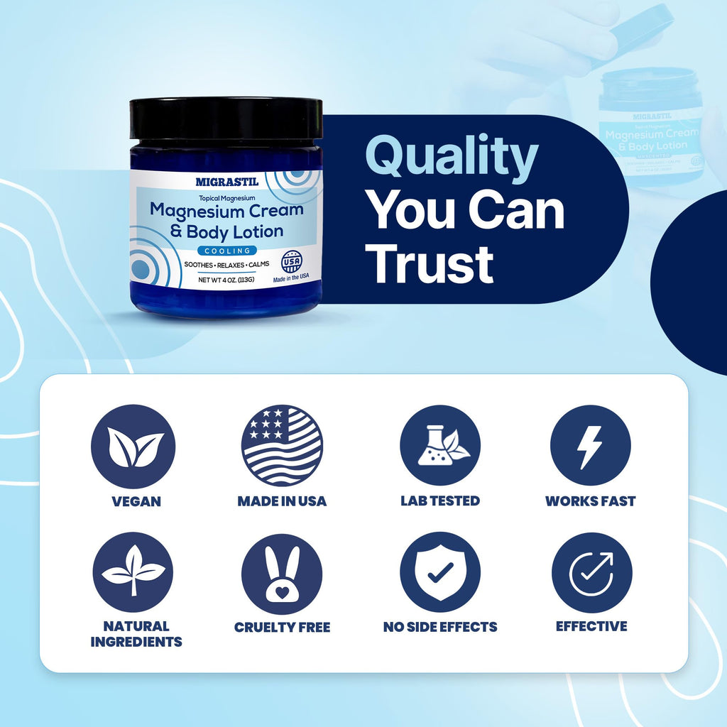 MIGRASTIL Cooling Magnesium Cream & Body Lotion – Sleep Support & Soothing Relief