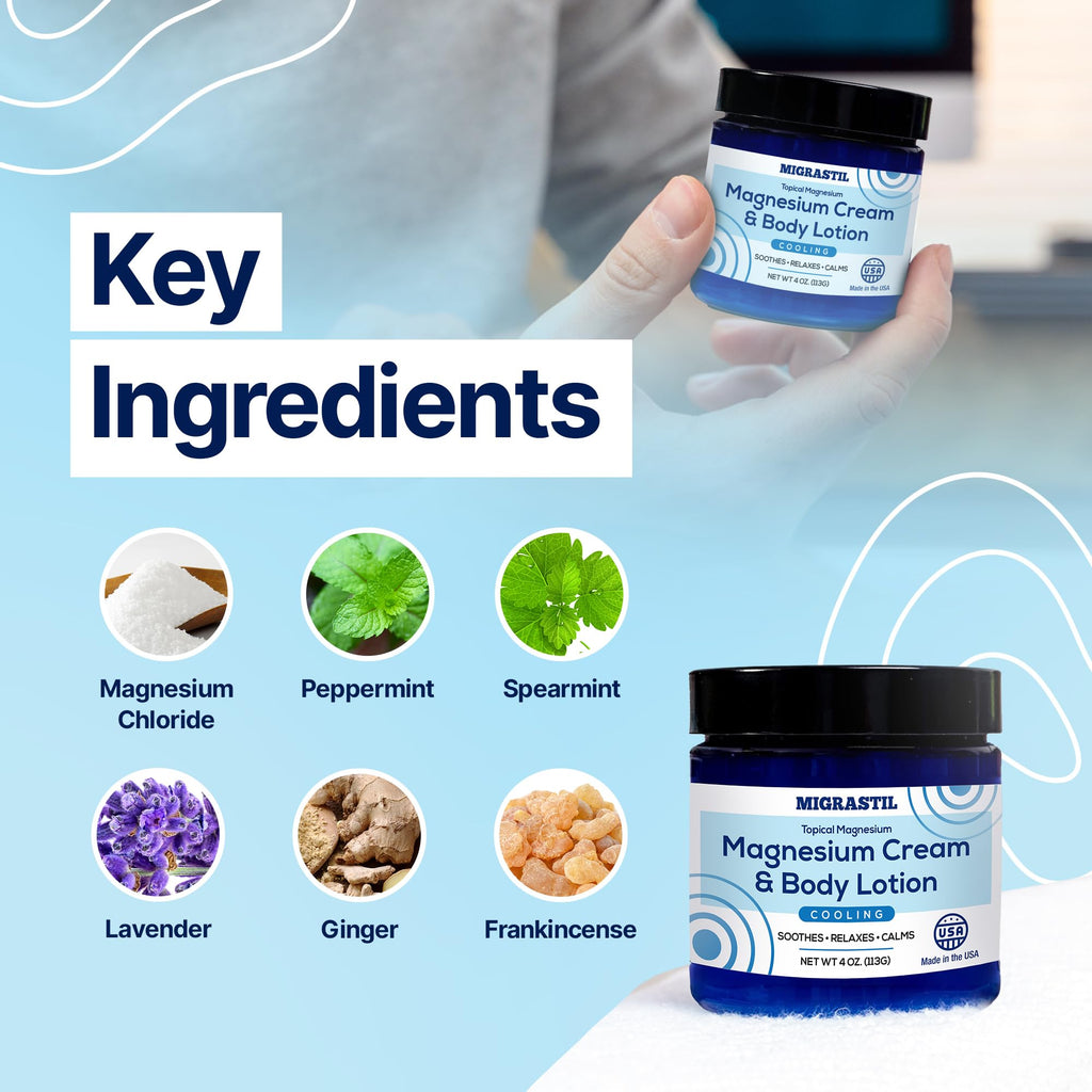 MIGRASTIL Cooling Magnesium Cream & Body Lotion – Sleep Support & Soothing Relief