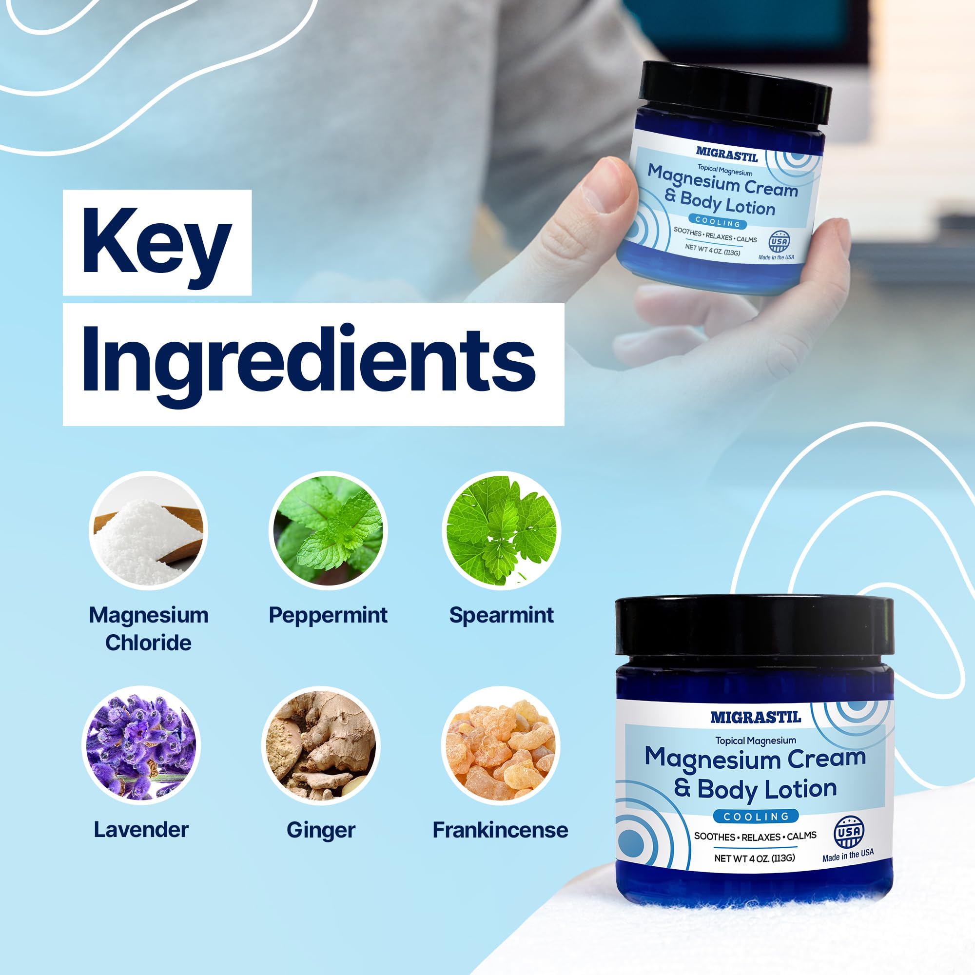 MIGRASTIL Cooling Magnesium Cream & Body Lotion – Sleep Support & Soothing Relief