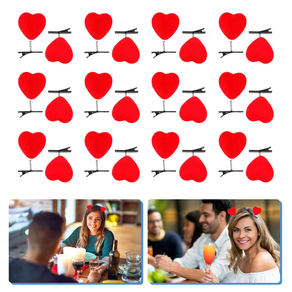 Mikinona 40Pcs Valentine Red Heart Hair Clips – Heart Barrettes for Girls & Women