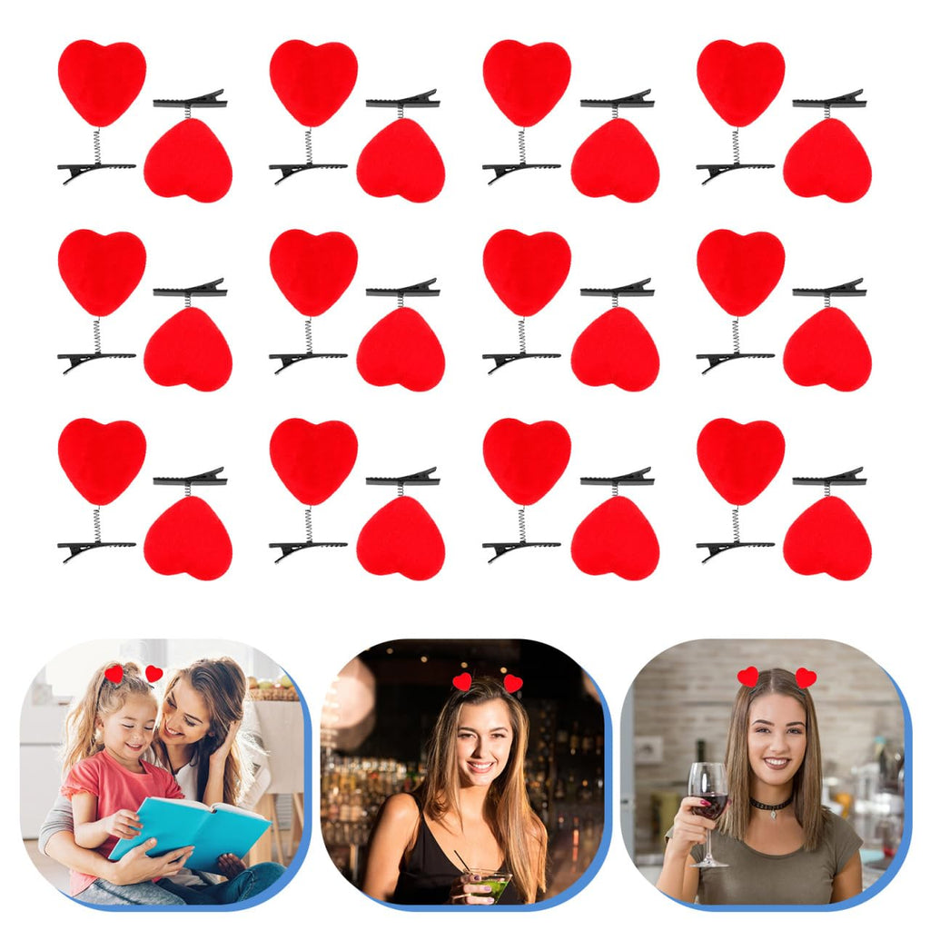 Mikinona 40Pcs Valentine Red Heart Hair Clips – Heart Barrettes for Girls & Women