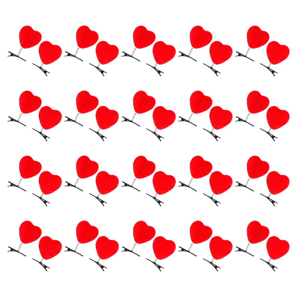 Mikinona 40Pcs Valentine Red Heart Hair Clips – Heart Barrettes for Girls & Women