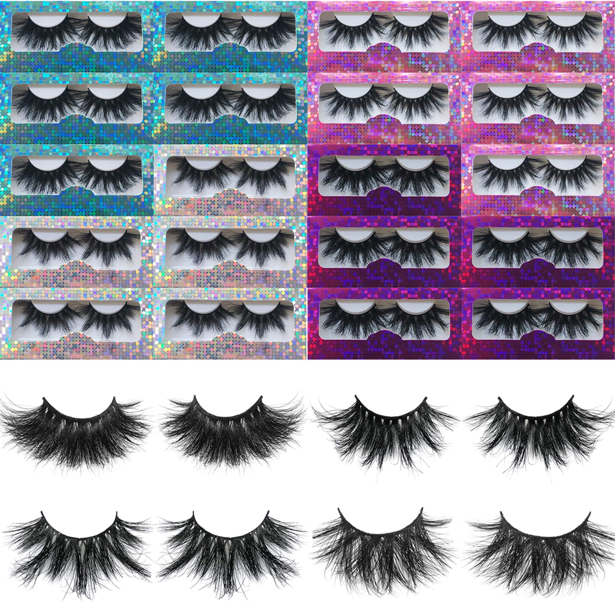 Mikiwi 20-Pack 25mm Real Mink False Eyelashes – Handmade 3D Full-Strip, Cruelty-Free, Dramatic Black Lashes, 20 Pairs