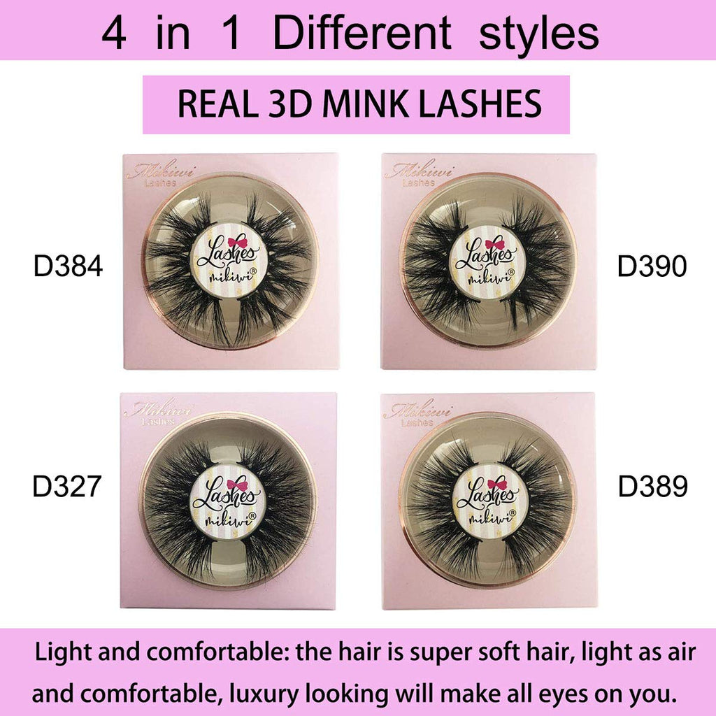 Mikiwi 3D Mink Lashes - 4 Styles Dramatic 5D Strip Lashes Pack-4