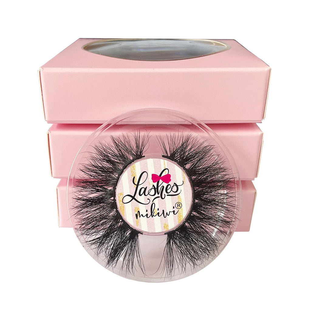 Mikiwi D327-3 Mink Lashes – 3 Pairs, 22mm 3D Fluffy Full-Strip, Cruelty-Free Handmade Lashes