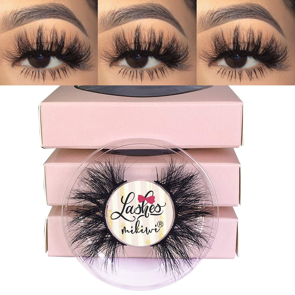 Mikiwi D390-3 3D Mink Lashes – 3 Pairs, Thick Handmade Full Strip, Cruelty Free, 20mm Luxury Lashes