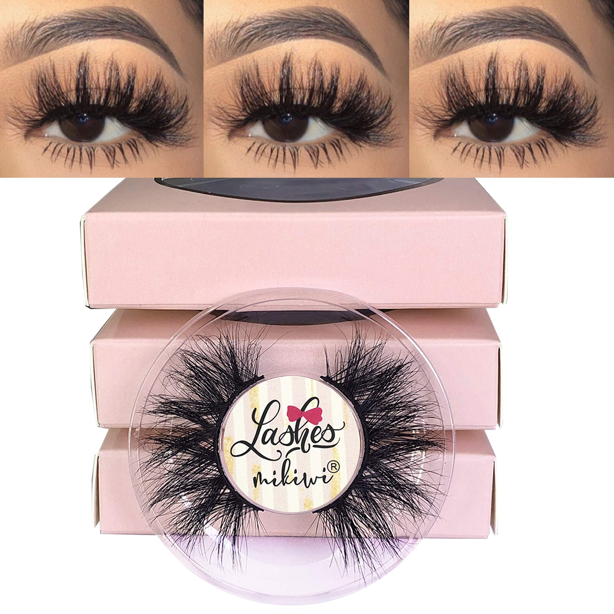 Mikiwi D390-3 3D Mink Lashes – 3 Pairs, Thick Handmade Full Strip, Cruelty Free, 20mm Luxury Lashes