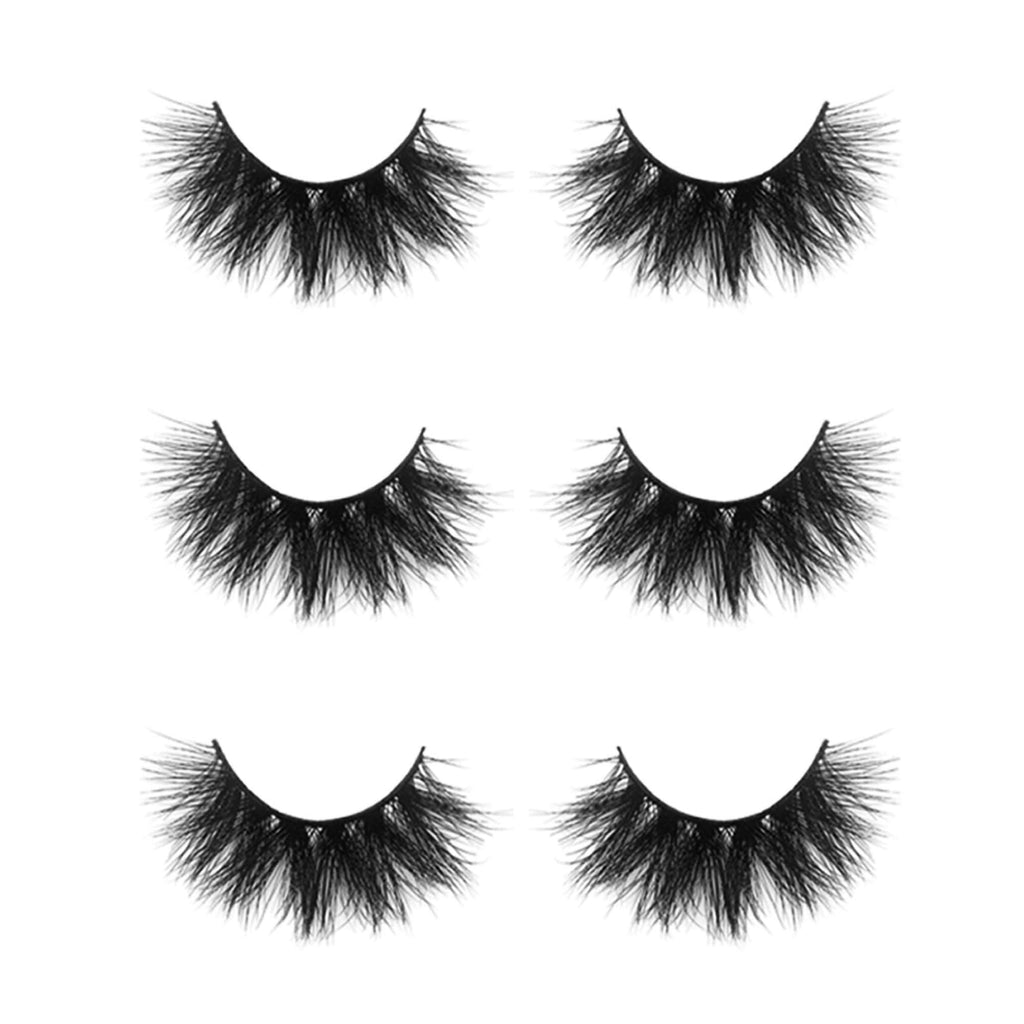 Mikiwi D390-3 3D Mink Lashes – 3 Pairs, Thick Handmade Full Strip, Cruelty Free, 20mm Luxury Lashes