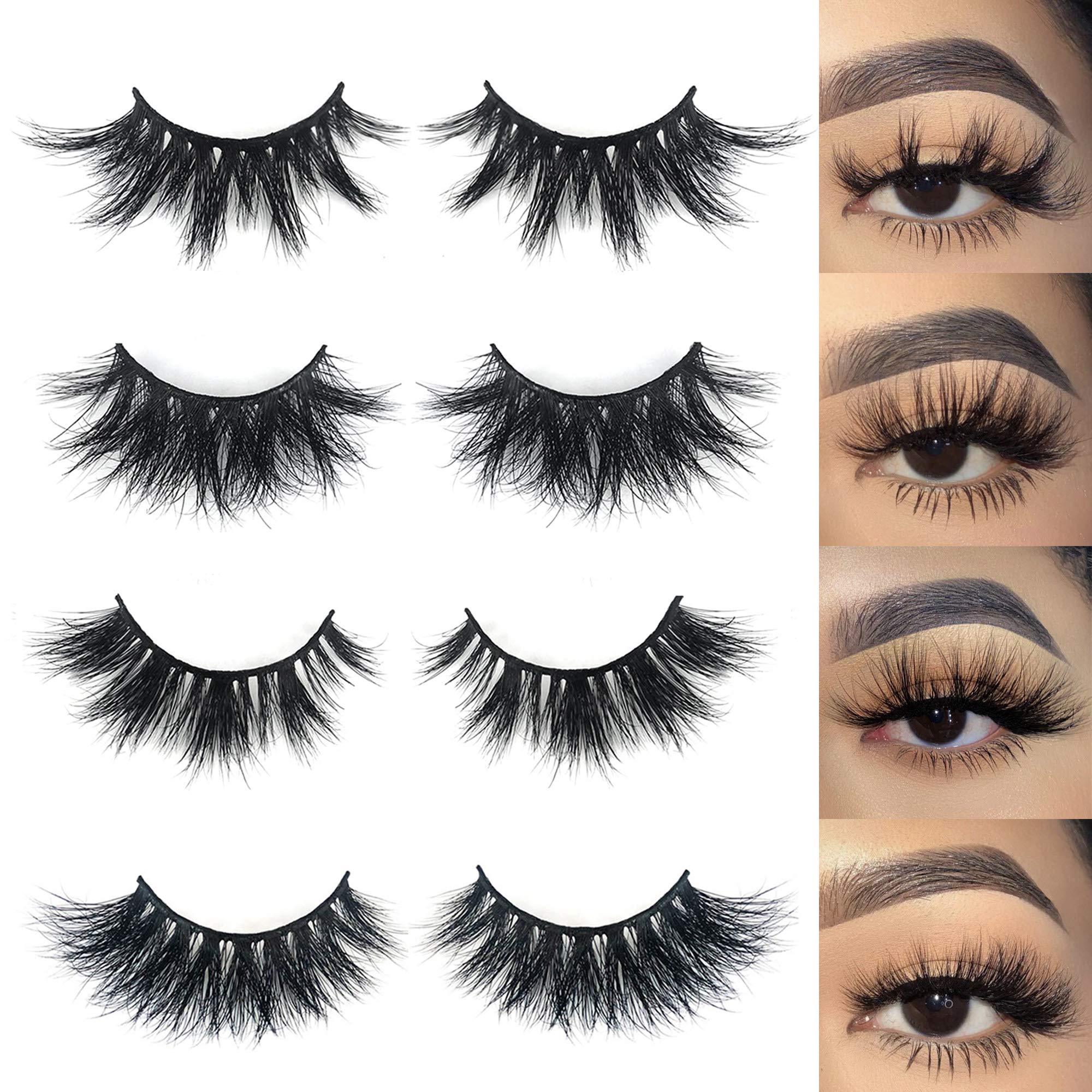 Mikiwi 3D Mink Lashes - 4 Styles Dramatic 5D Strip Lashes Pack-4