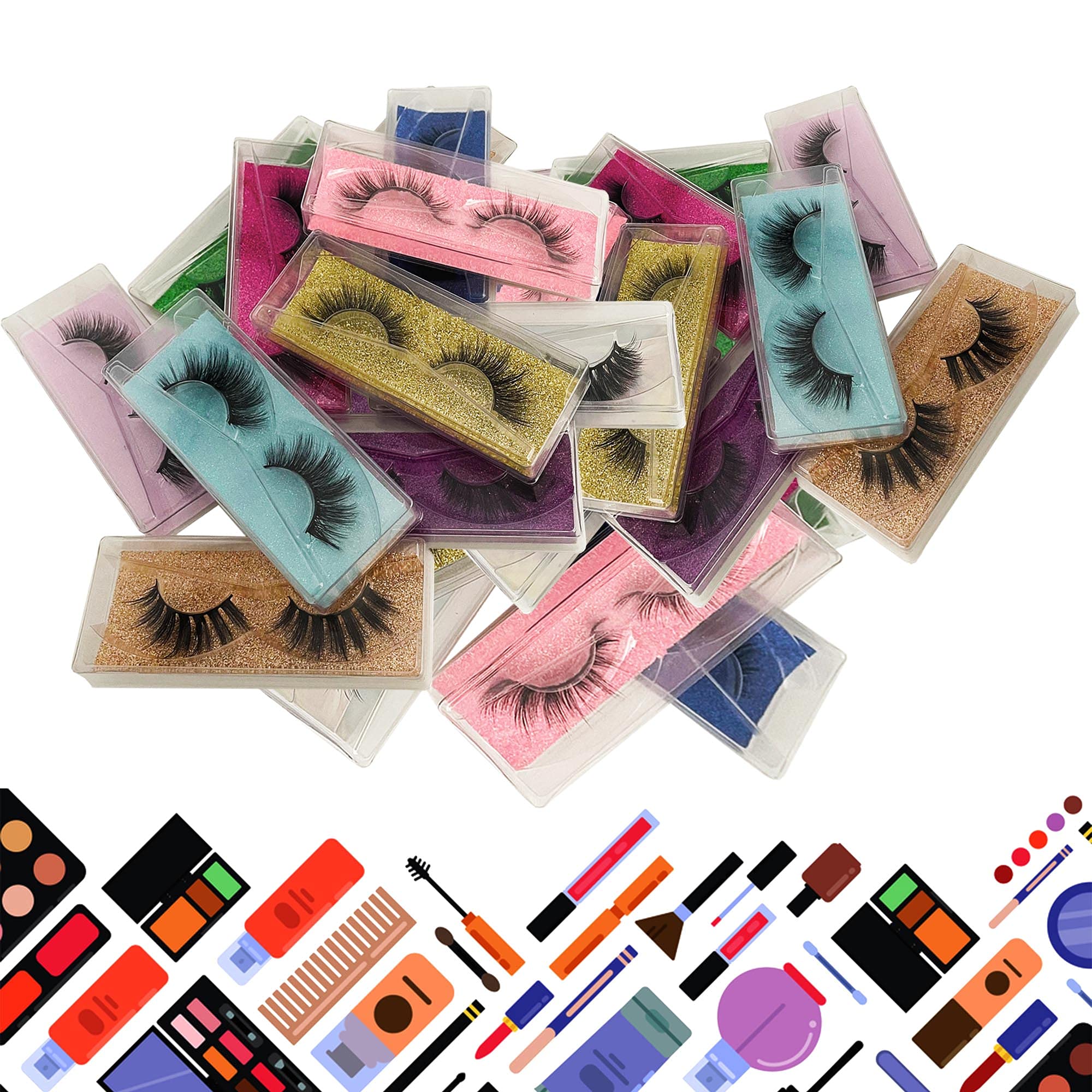 Mikiwi 30-Pair 5D Faux Mink Lashes Bulk Wholesale – 12-20mm Natural, Fluffy