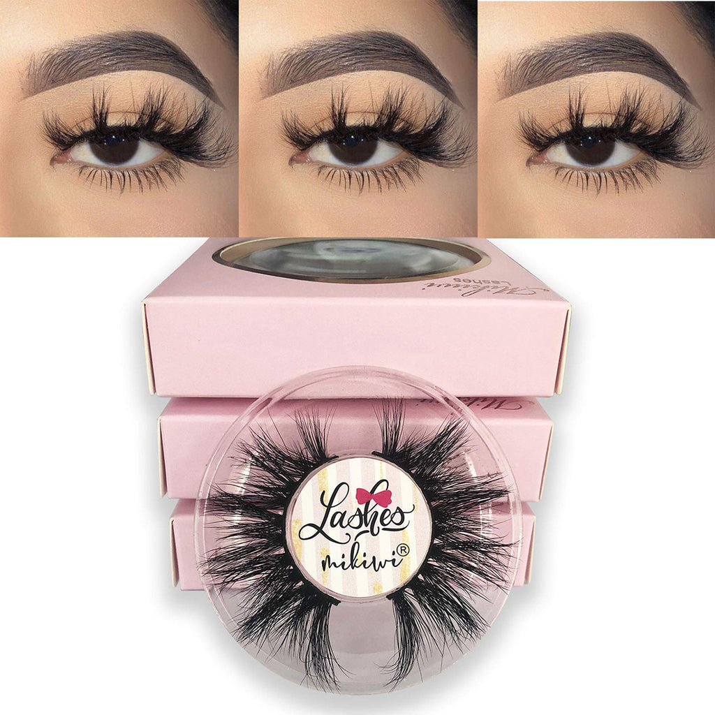 Mikiwi 3 Pairs Real Mink Lashes D384-3 | 20mm 3D Fluffy Full-Strip, Cruelty-Free