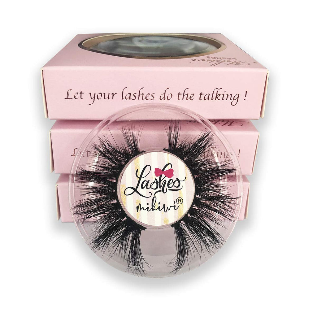 Mikiwi 3 Pairs Real Mink Lashes D384-3 | 20mm 3D Fluffy Full-Strip, Cruelty-Free