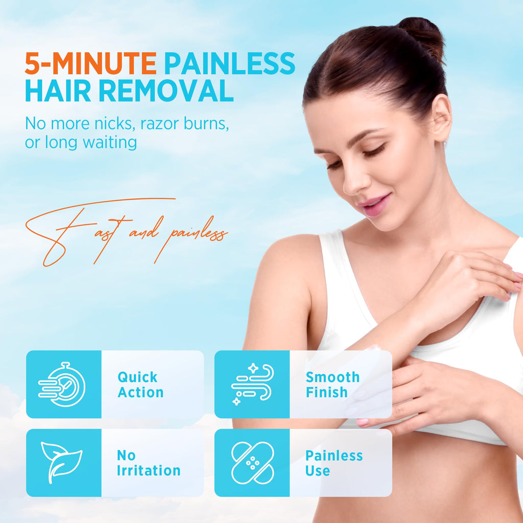 Milakos Painless Hair Removal Cream for Sensitive Skin – Aloe, Chamomile & Vitamin E