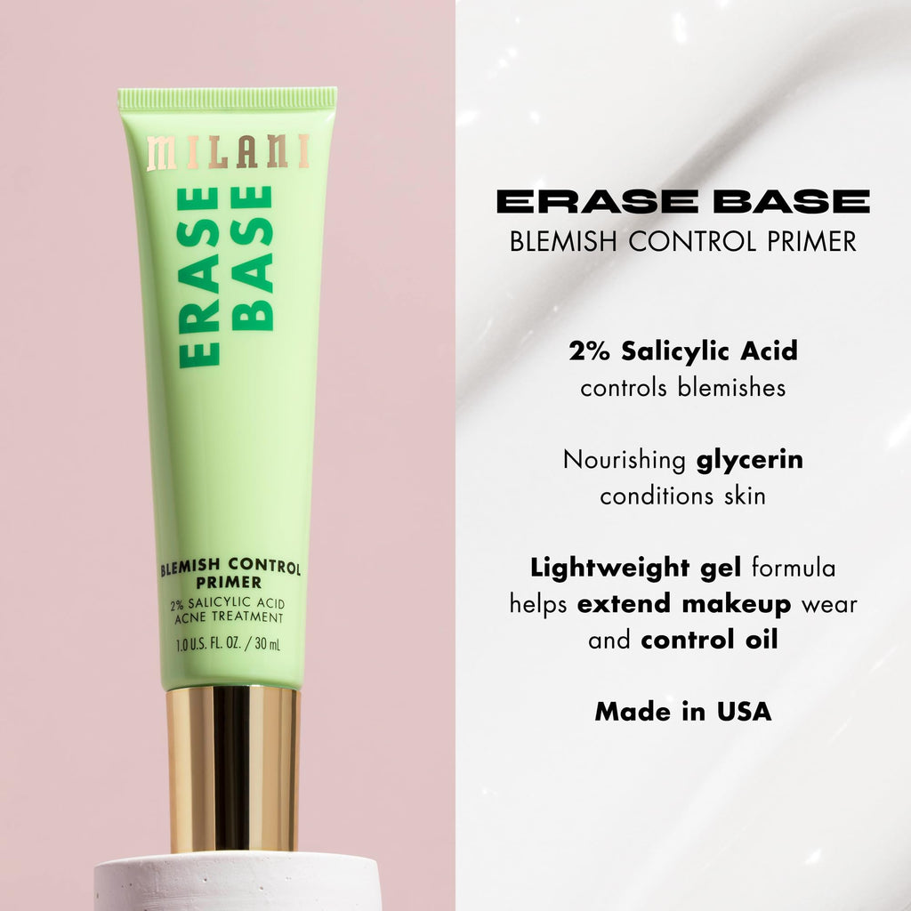 Milani Erase Base Blemish Control Primer – 2% Salicylic Acid, SPF30, 1 oz