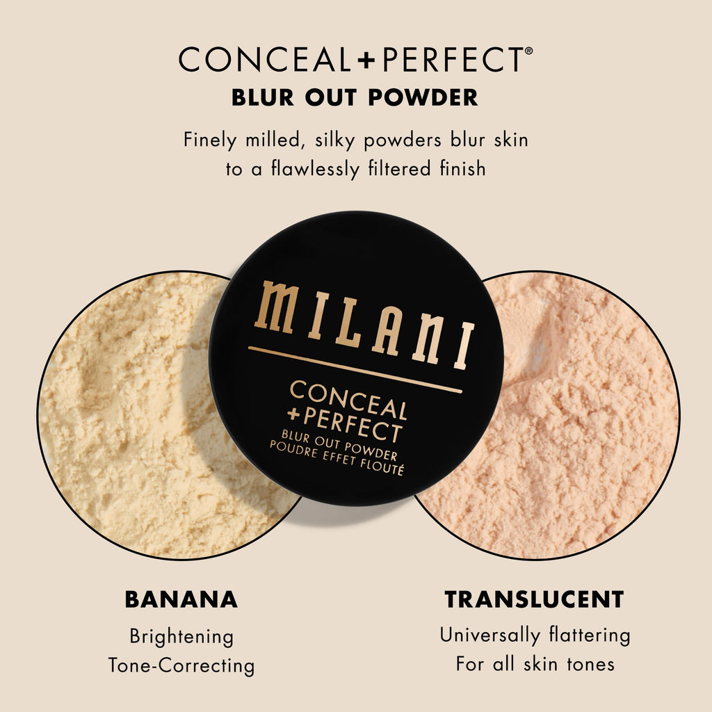 Milani Conceal + Perfect Blur Out Powder Banana – Talc-Free Pore-Blur Setting Powder