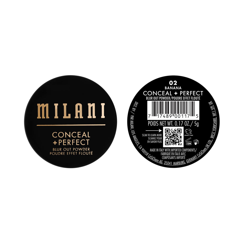 Milani Conceal + Perfect Blur Out Powder Banana – Talc-Free Pore-Blur Setting Powder